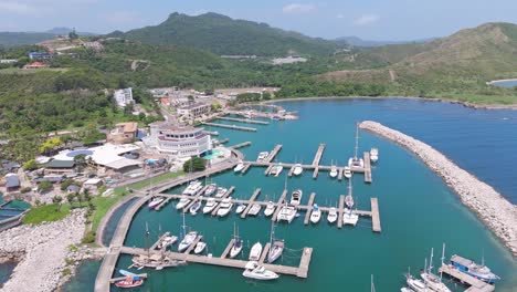 Scenic-Aerial-View-Of-Marina-Ocean-World-In-Puerto-Plata,-Dominican-Republic