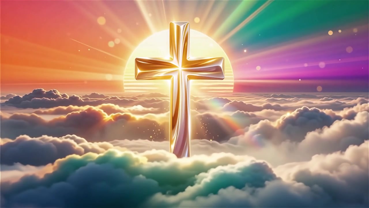 Christian Cross Heavenly Light Worship Background