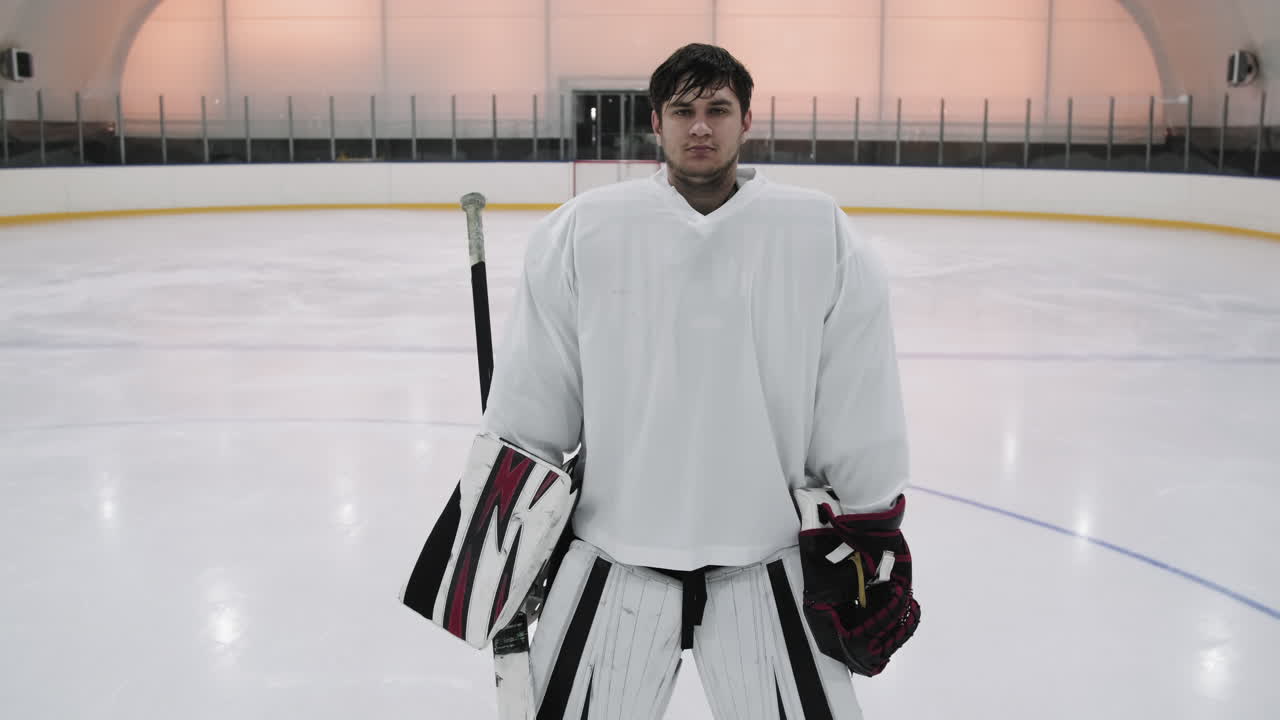Portrait Of Goaltender On Ice Arena