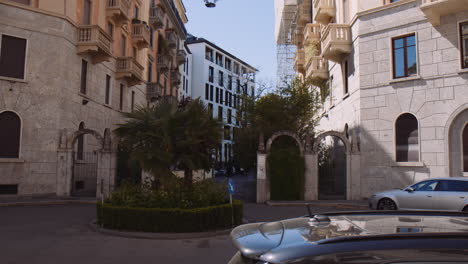 historical buildings in the urban landscape in milan, italy