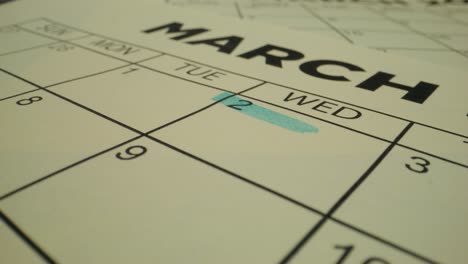 marking a date on a calendar