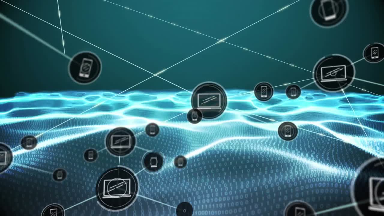 animación de redes de conexiones con iconos a través de codificación binaria