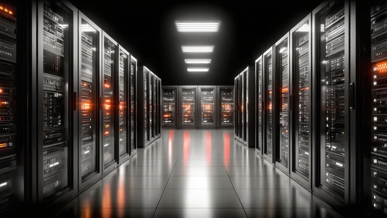 Exploring a High-Tech Data Center: A Glimpse into the Heart of Modern Computing Infrastructure and Server Technology with Rows of Efficient Server Racks