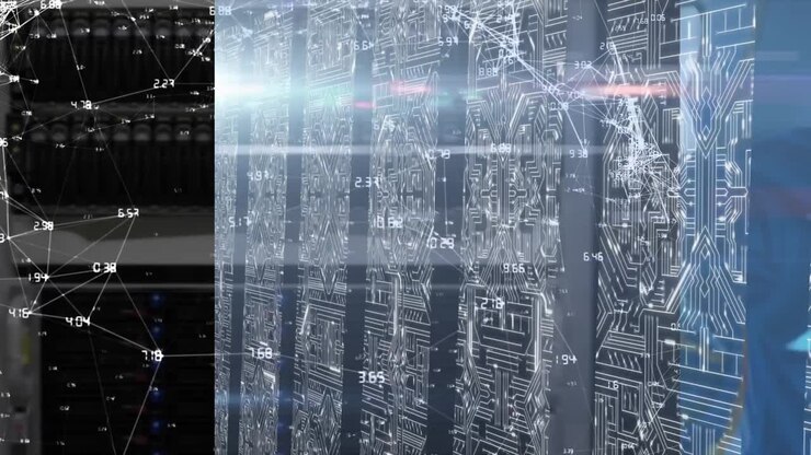 Animation of globe, and data processing over integrated circuits