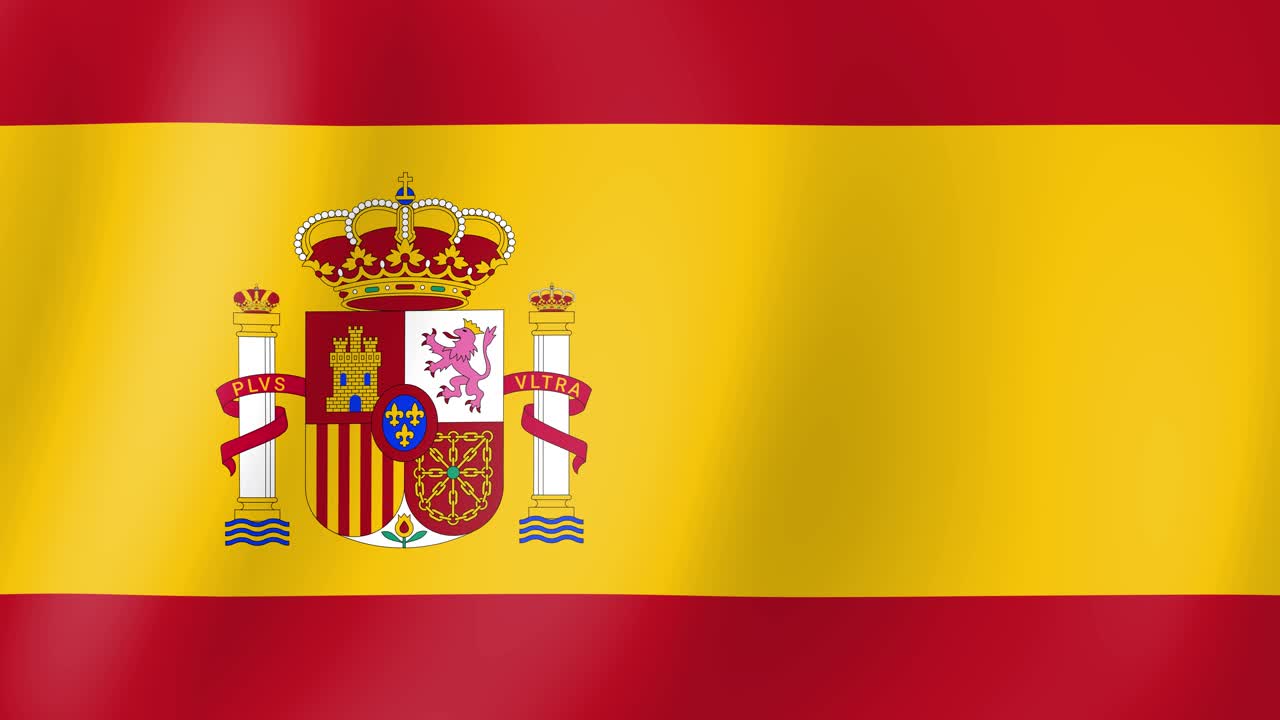 animación de la bandera española ondeando en el viento