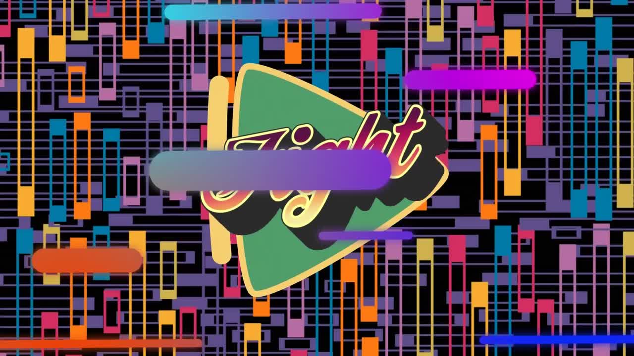 다채로운 모양 위에 싸움 텍스트의 애니메이션