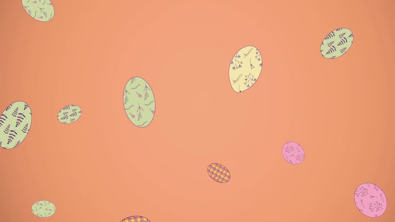 animación de huevos de pascua que caen sobre un fondo rojo