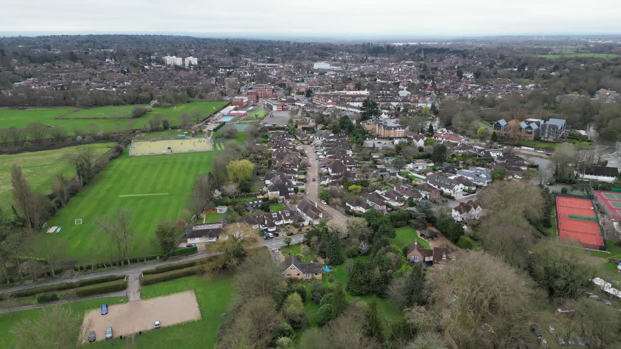 shepperton ciudad surrey reino unido drone vista aérea