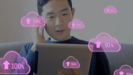 digital animation shows man with tech, symbolizing global network growth.