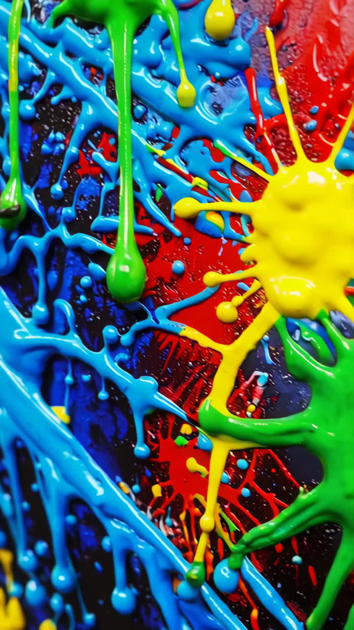 Colorful Abstract Painting with Drips and Splashes