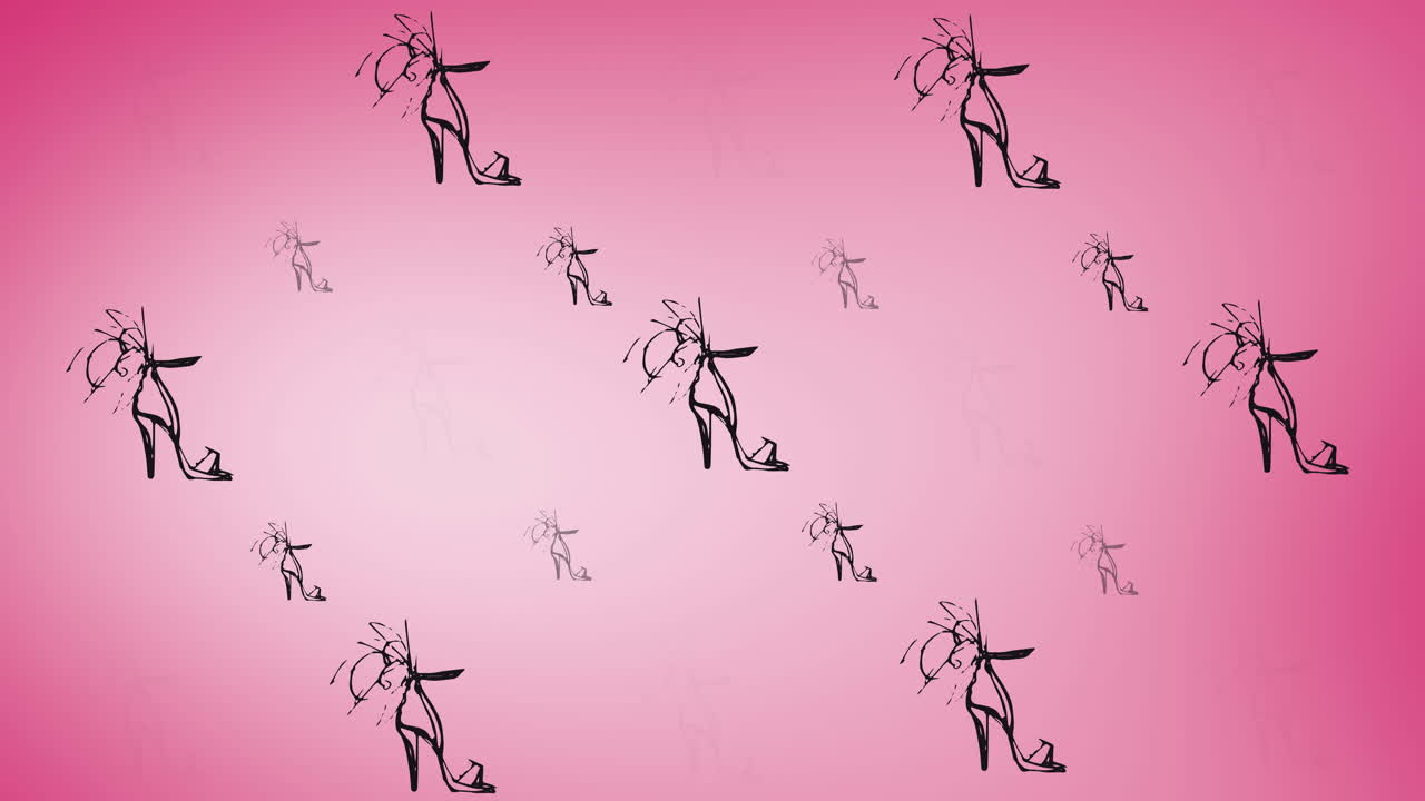 animación de tacones altos repetidos en fondo rosa