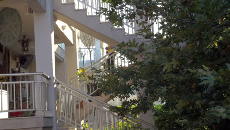 Sportive-man-walking-downstairs-in-hotel