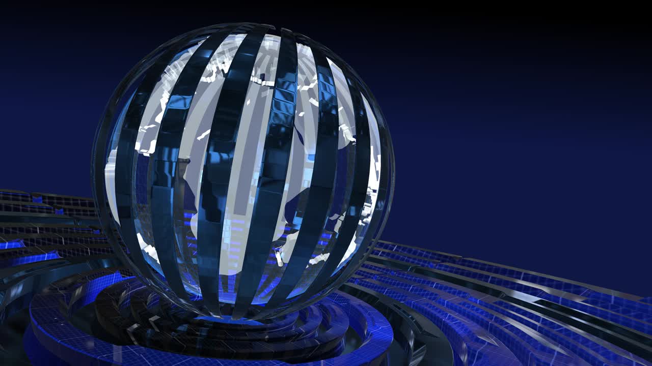 디지털 세계 지도 뉴스 스튜디오 배경 루프