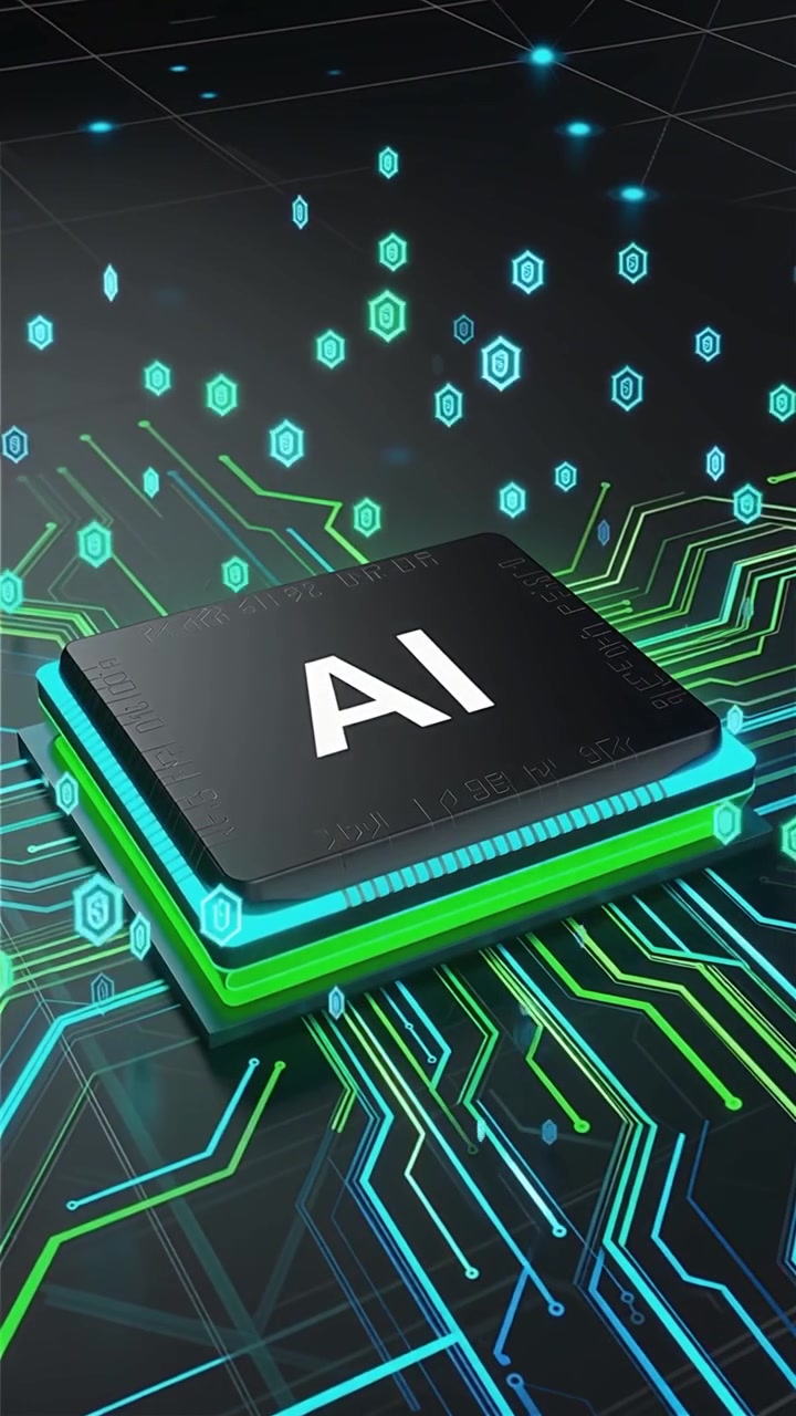 Futuristic AI Chip Motherboard Technology Background