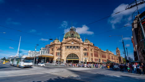 flinders street railway train station timelapse on the corner of flinders and swanston streets in melbourne victoria australia