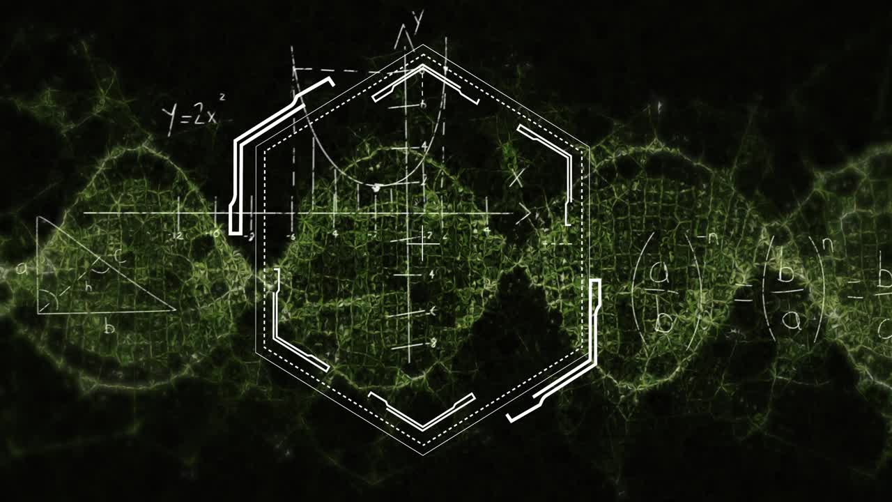 검은색 배경에 있는 데이터 처리 및 모양의 애니메이션