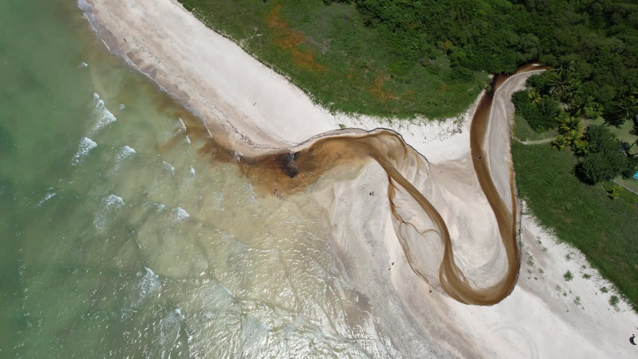 volando sobre la playa de são miguel dos milagres en el estado de alagoas, brasil.