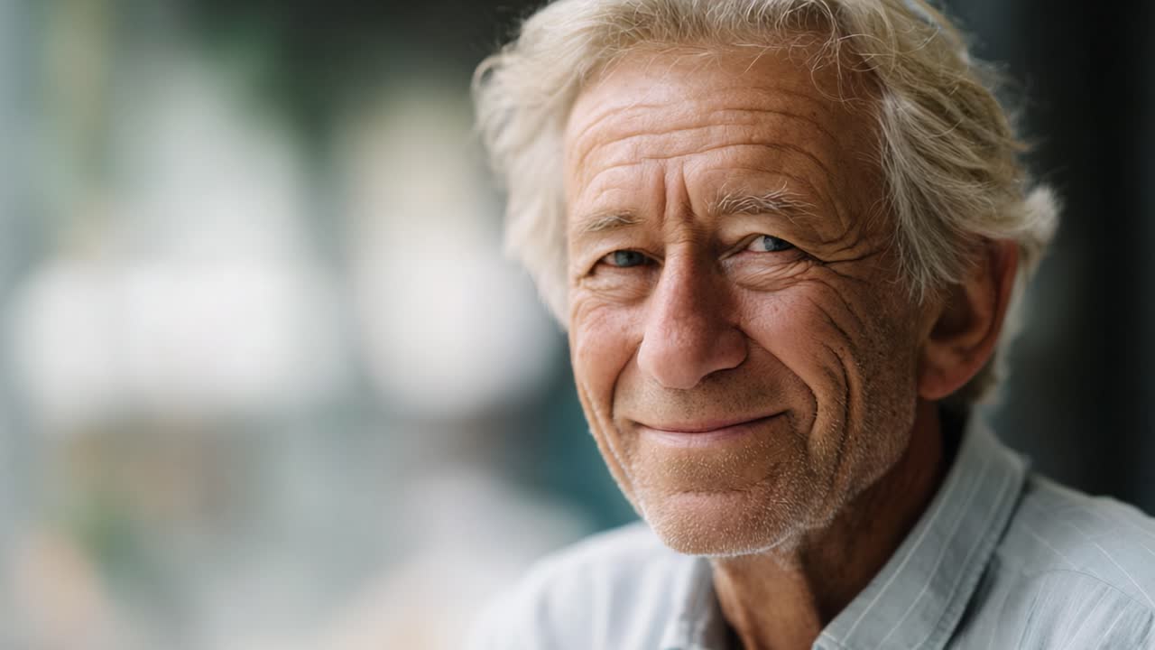 Warm Smiles and Captivating Expressions: A Gentleman's Heartfelt Connection in a Thoughtful Moment Reflecting Joy and Contentment
