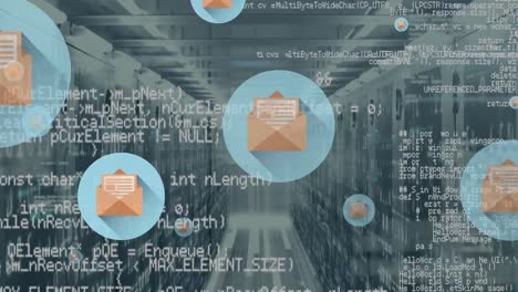 animation of data processing over server room