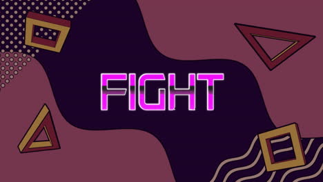 animation of fight text over colorful moving graphics on dark background