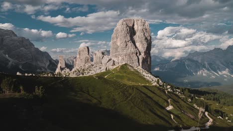 timelapse in the cinque torri mountains in the dolomites