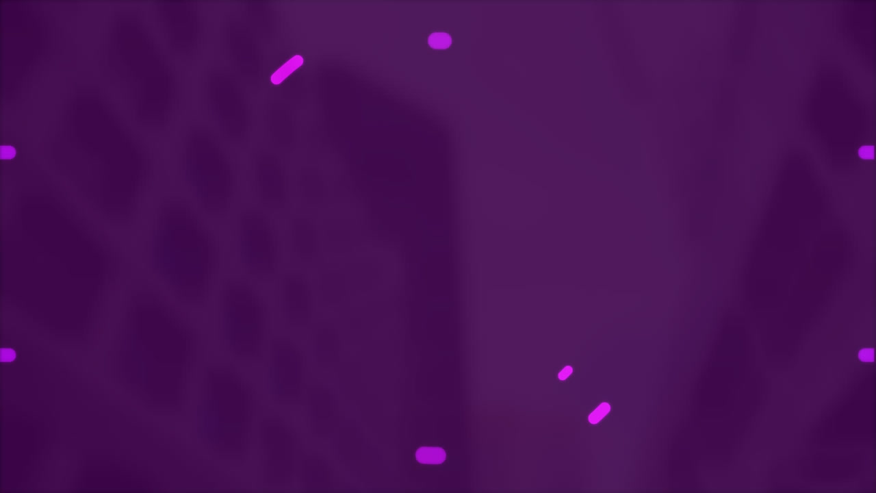 animación de círculo giratorio y líneas púrpuras sobre el distrito financiero de la ciudad borrosa