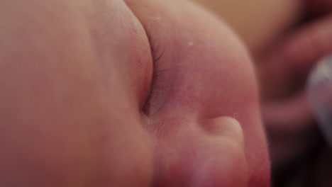 closeup of a sleeping newborn baby's peaceful face