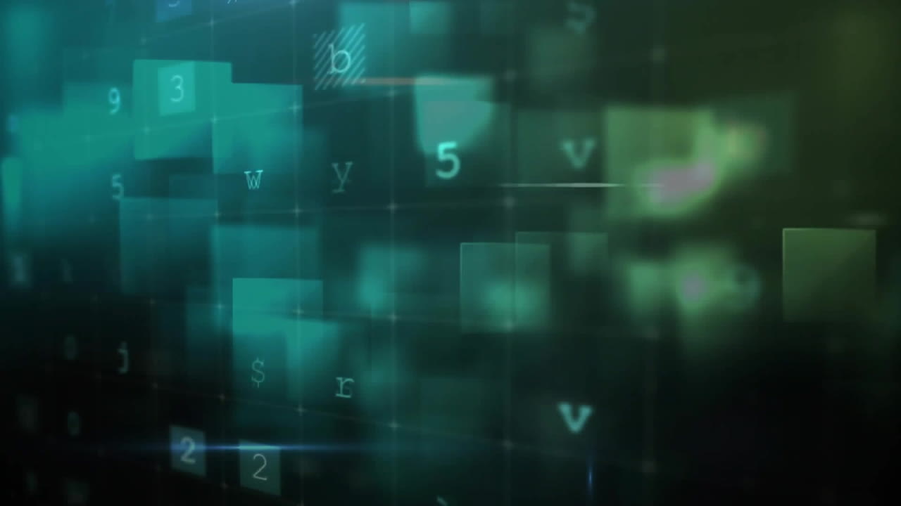 animación del texto de advertencia de virus y procesamiento de datos digitales sobre un fondo oscuro