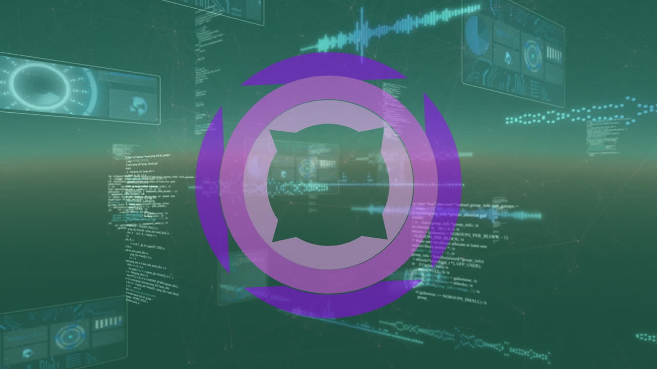 Animation of scope scanning over network of screens and data processing