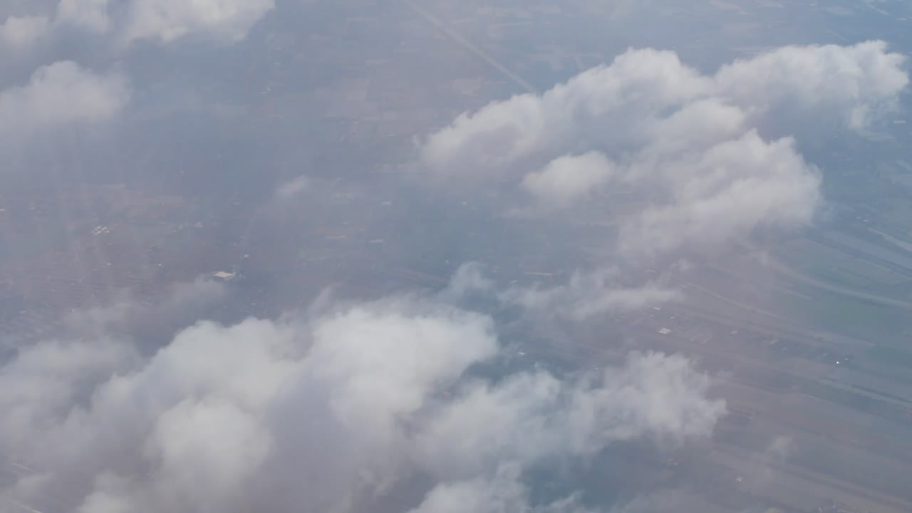 nature sky from airplane with clouds outdoor in summer daytime