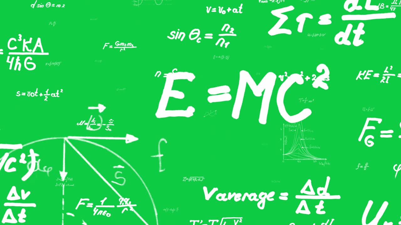 Flying math and physics formulas, symbols, functions, and equations
