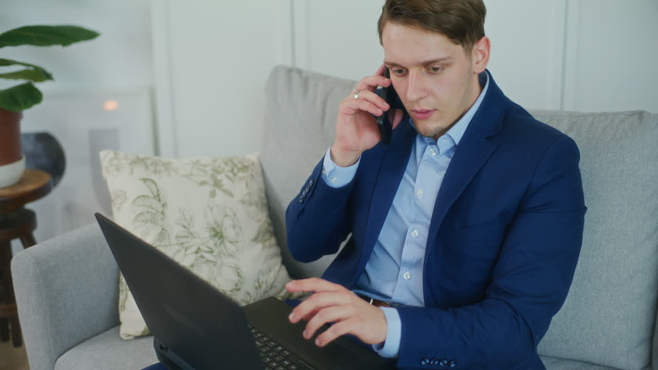 Corporate Employee Multitasks Remotely