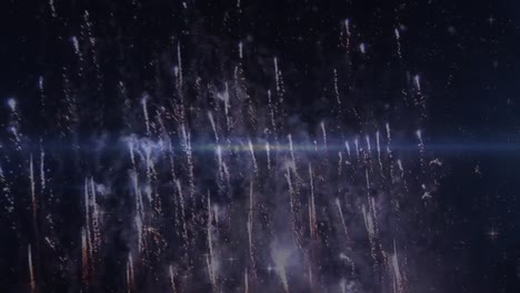 animation of rows of fireworks exploding on black background