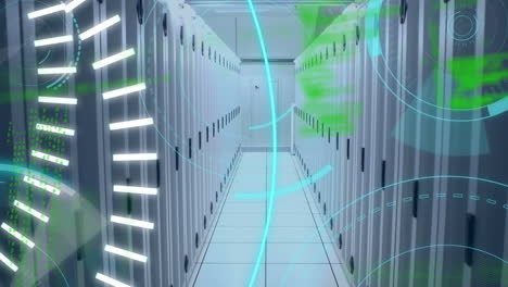 animation of 5g text and data processing over server room