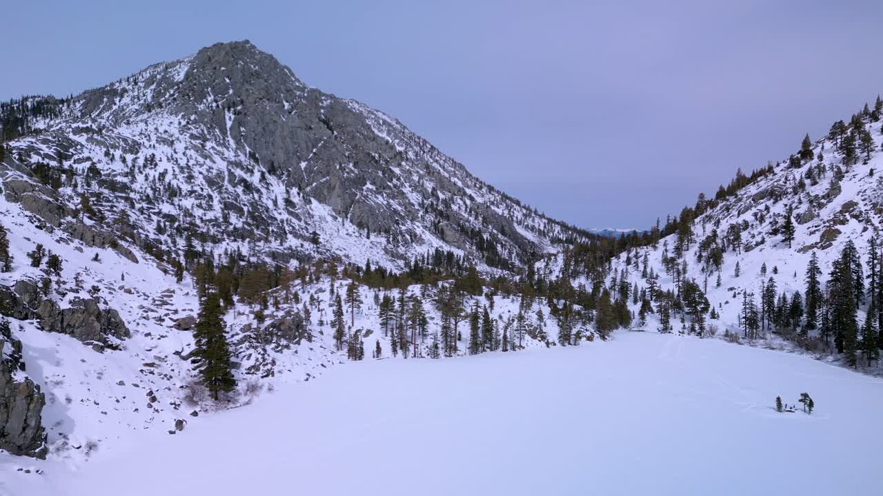 Aerial view of Eagle Lake and distant mountains, Desolation Wilderness, Lake Tahoe, California