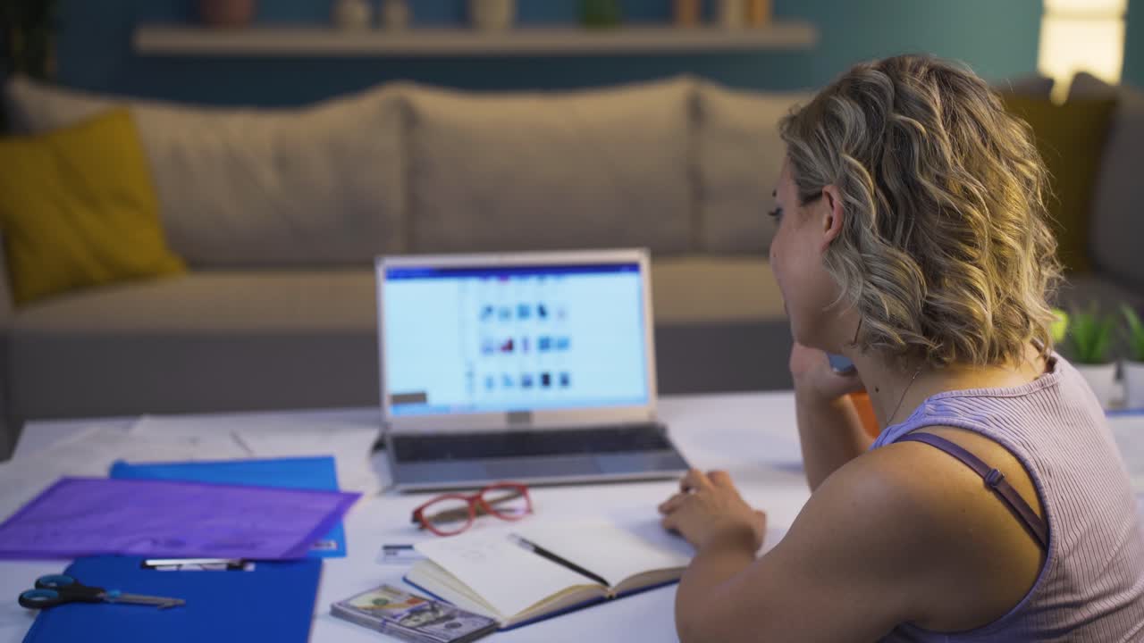 la mujer que comercia en internet. ventas de productos en línea.