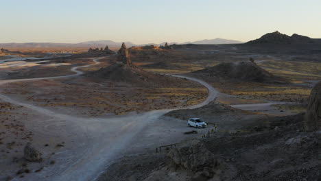 Circling-around-Trona-Pinnacles-at-sunset-to-reveal-vast-landscape