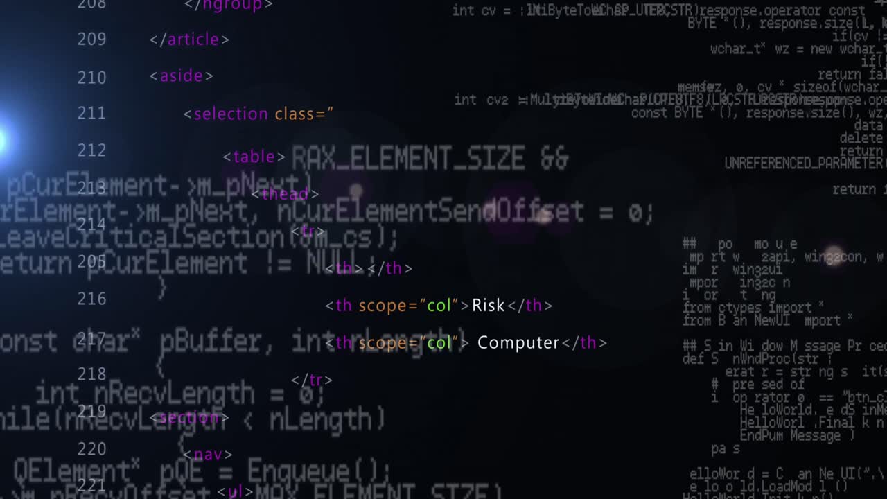 animación del procesamiento de datos sobre un fondo negro