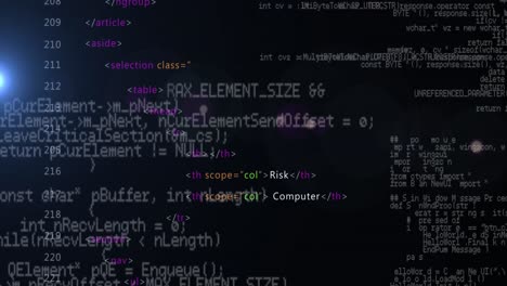 Animation of data processing on black background