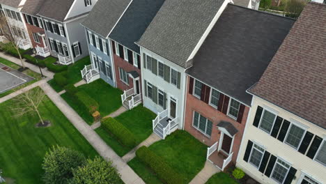 row of new townhouses in america