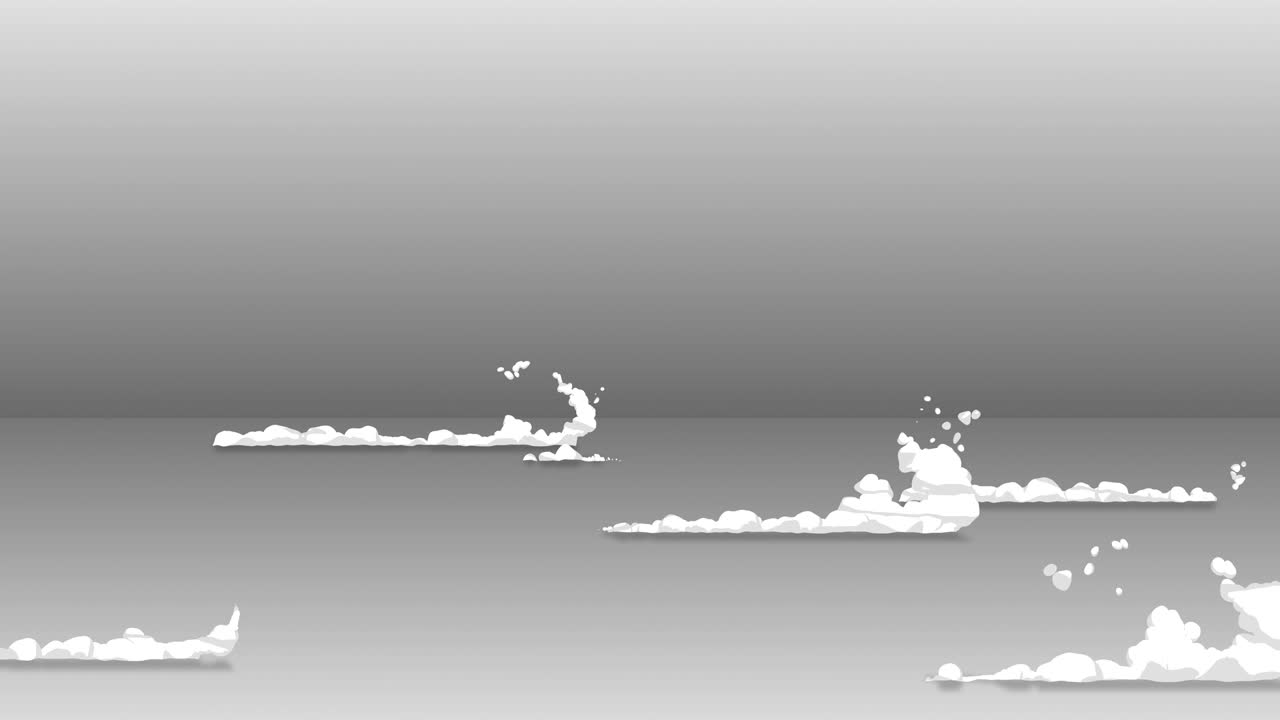 빠른 움직임에서 연기 애니메이션. 게임에 대한 애니메이션 요소. 만화 증기 구름. 루프 회색 애니메이션.