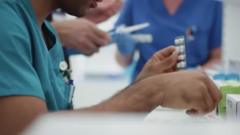 medical staff handling medications
