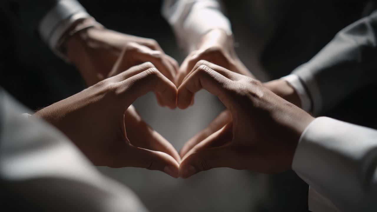 A Beautiful Display of Unity and Love: Hands Forming a Heart Shape, Symbolizing Connection and Togetherness in an Intimate Setting, Celebrating Special Moments in Life