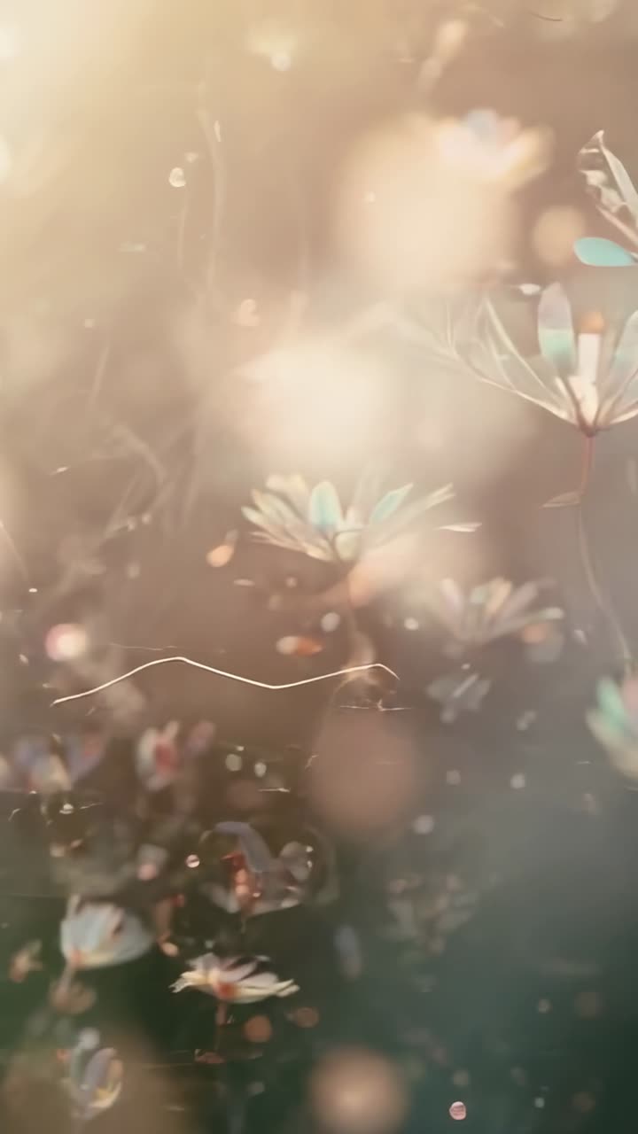 Vertical video: Shifting focus camera showing midground flowers in soft closeup, revealing blossoms