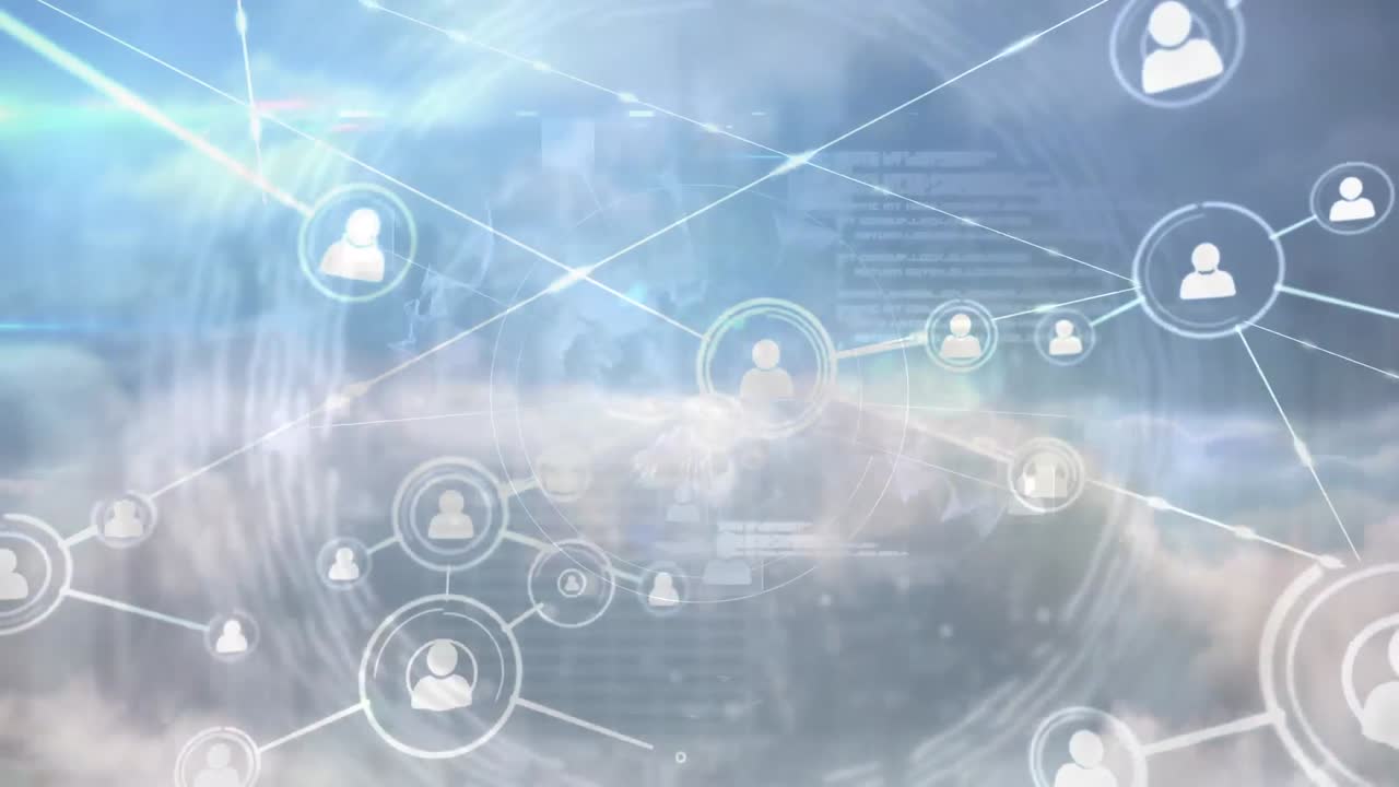 사람들과의 연결의 네트워크와 함께 지구의 애니메이션 아이콘