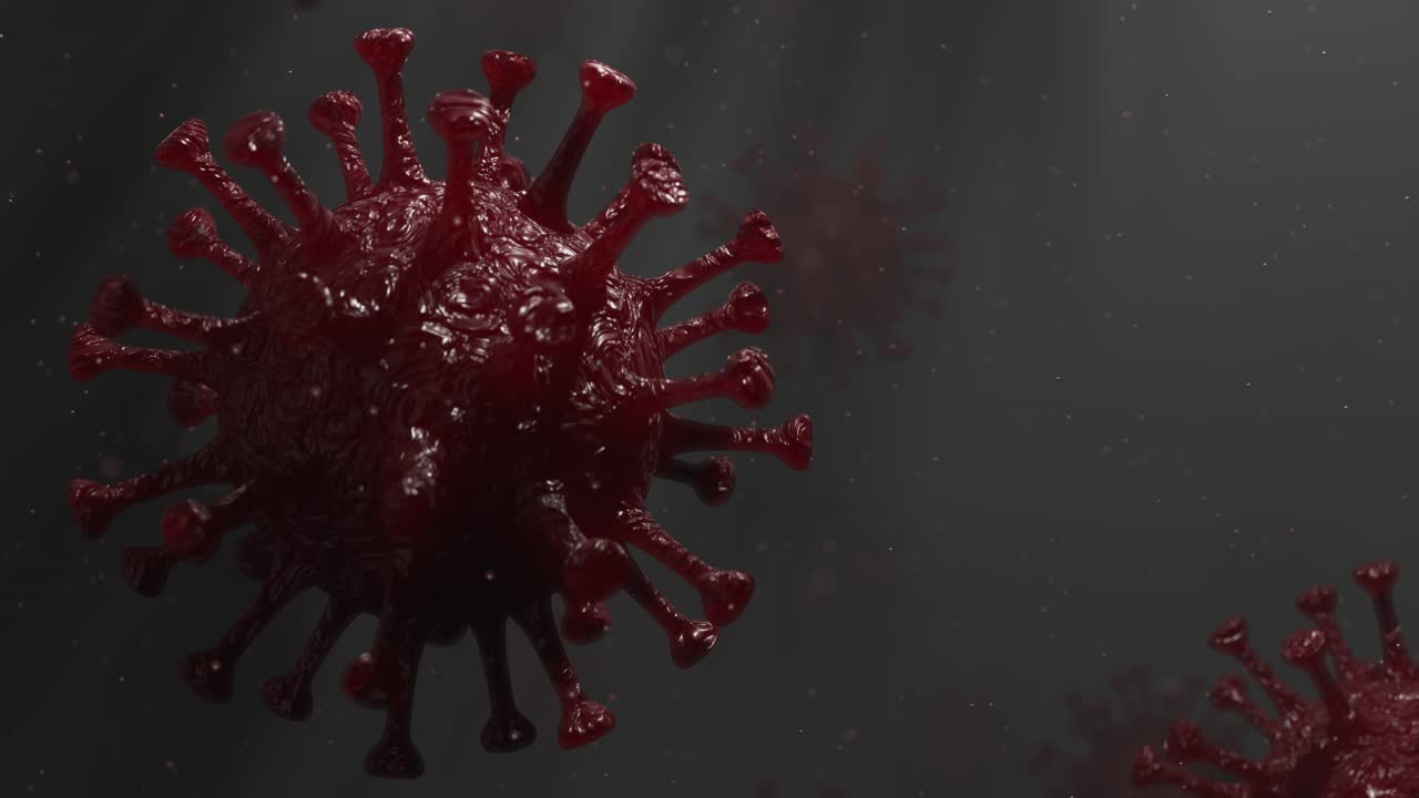 Coronavirus nCoV Virus Seamless Looping Spinning COVID-19 Red Dark
