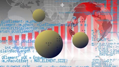 animación del procesamiento de datos y formas sobre el mapa del mundo