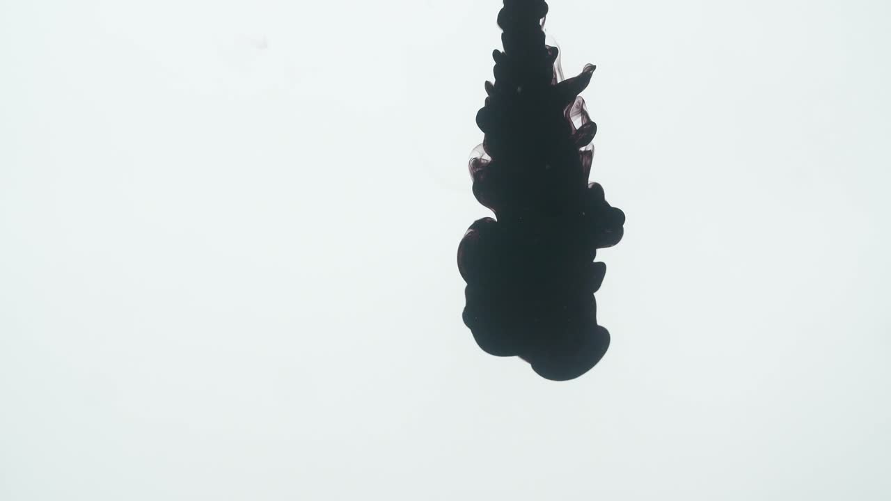 Black Ink Drop Into Water On A White Background