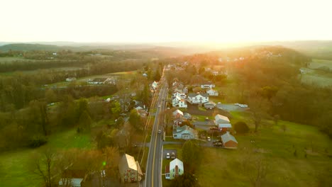 Aerial-drone-view-during-sunset