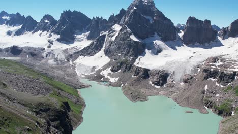 Aerial-of-Chitta-Katha-Lake,-Neelum-Valley-of-Azad-Kashmir,-Pakistan